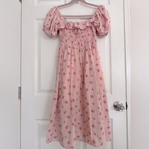 Cottagecore Picnic Pink Floral Sun Dress, Size L